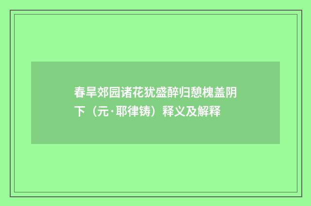 春旱郊园诸花犹盛醉归憩槐盖阴下（元·耶律铸）释义及解释