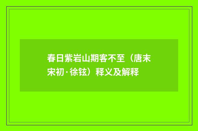 春日紫岩山期客不至（唐末宋初·徐铉）释义及解释