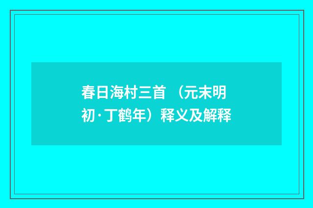 春日海村三首 （元末明初·丁鹤年）释义及解释