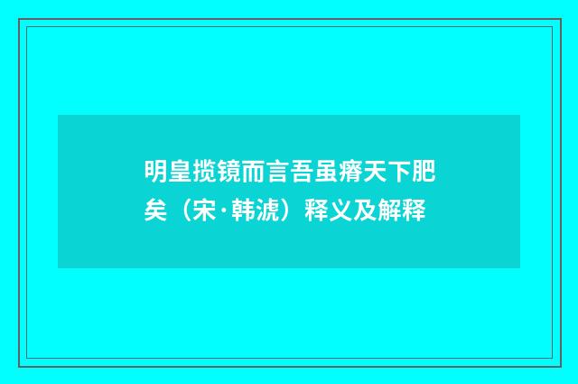 明皇揽镜而言吾虽瘠天下肥矣（宋·韩淲）释义及解释