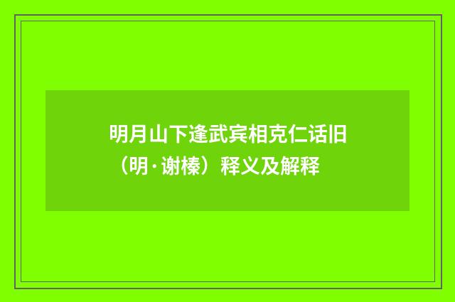 明月山下逢武宾相克仁话旧（明·谢榛）释义及解释