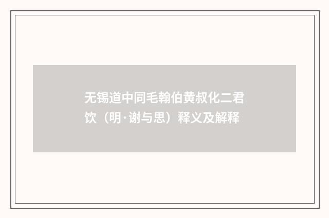 无锡道中同毛翰伯黄叔化二君饮（明·谢与思）释义及解释