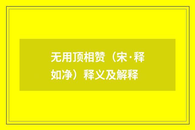 无用顶相赞（宋·释如净）释义及解释