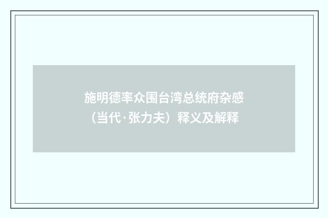 施明德率众围台湾总统府杂感（当代·张力夫）释义及解释