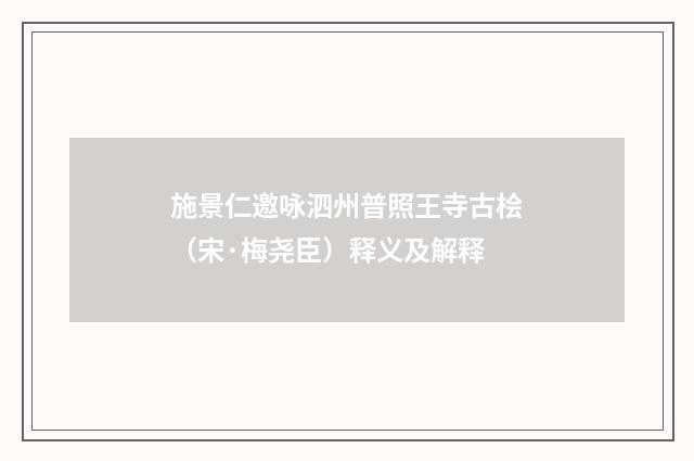 施景仁邀咏泗州普照王寺古桧（宋·梅尧臣）释义及解释