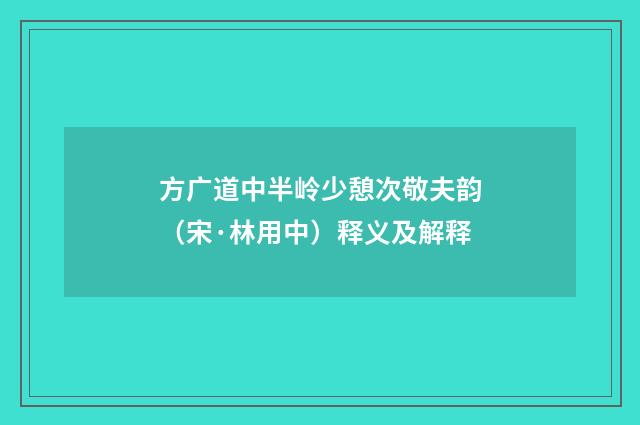 方广道中半岭少憩次敬夫韵（宋·林用中）释义及解释
