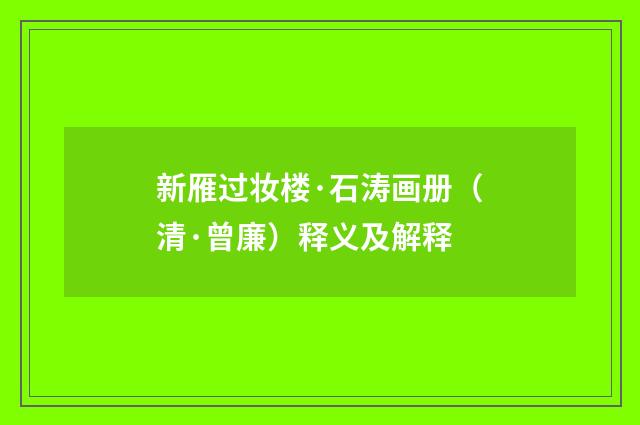 新雁过妆楼·石涛画册（清·曾廉）释义及解释