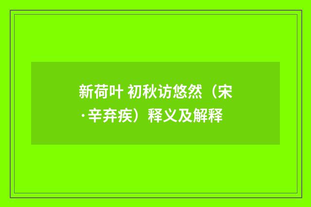 新荷叶 初秋访悠然（宋·辛弃疾）释义及解释