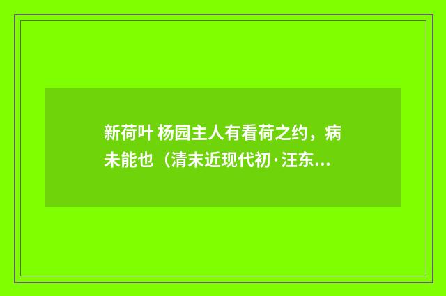新荷叶 杨园主人有看荷之约，病未能也（清末近现代初·汪东）释义及解释