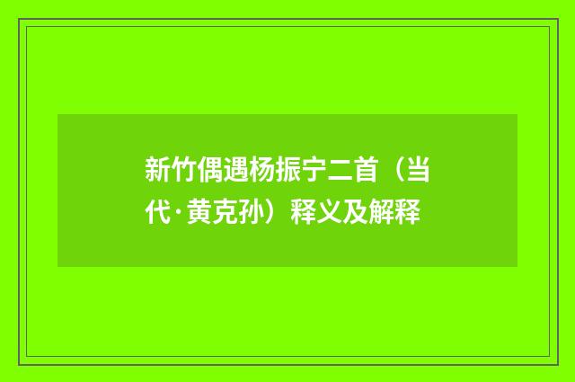 新竹偶遇杨振宁二首（当代·黄克孙）释义及解释