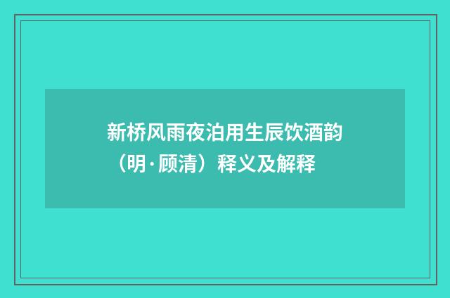 新桥风雨夜泊用生辰饮酒韵（明·顾清）释义及解释
