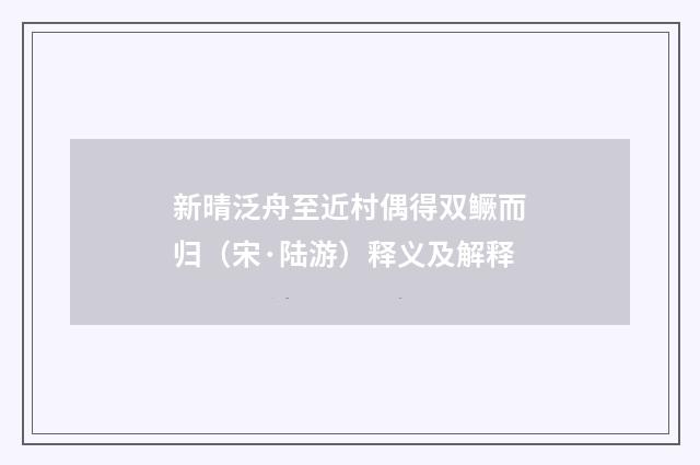 新晴泛舟至近村偶得双鳜而归（宋·陆游）释义及解释