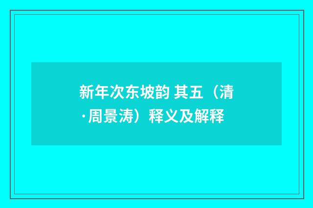 新年次东坡韵 其五（清·周景涛）释义及解释