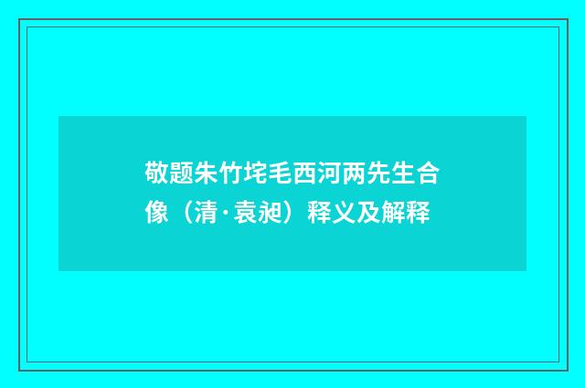 敬题朱竹垞毛西河两先生合像（清·袁昶）释义及解释