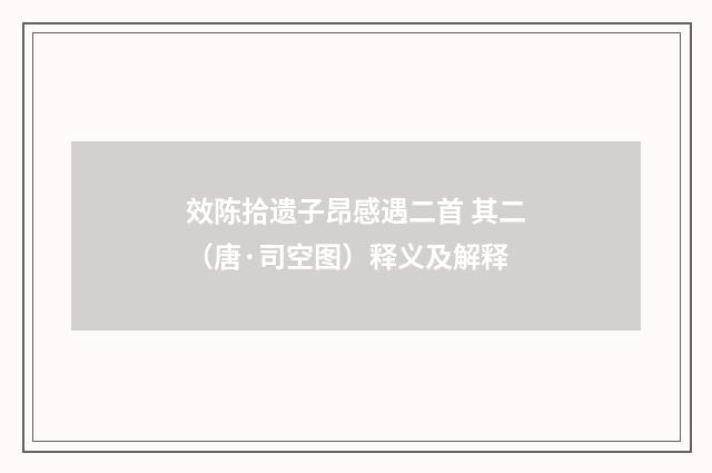 效陈拾遗子昂感遇二首 其二（唐·司空图）释义及解释