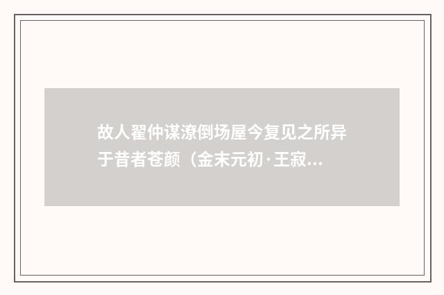 故人翟仲谋潦倒场屋今复见之所异于昔者苍颜（金末元初·王寂）释义及解释