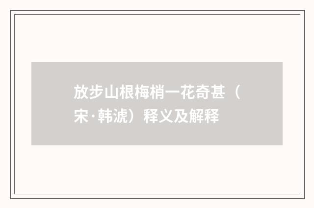 放步山根梅梢一花奇甚（宋·韩淲）释义及解释