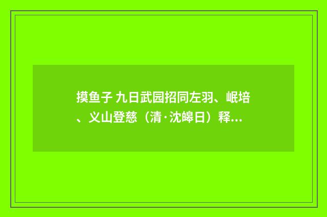 摸鱼子 九日武园招同左羽、岷培、义山登慈（清·沈皞日）释义及解释