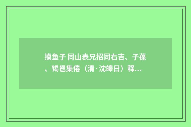摸鱼子 同山表兄招同右吉、子葆、锡鬯集倦（清·沈皞日）释义及解释