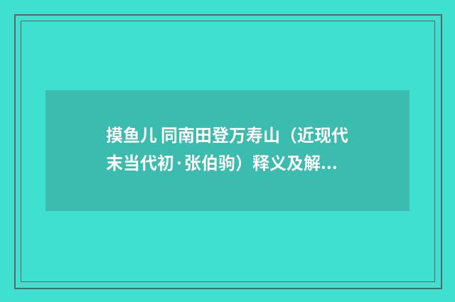 摸鱼儿 同南田登万寿山（近现代末当代初·张伯驹）释义及解释
