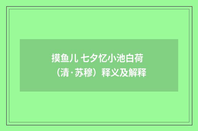 摸鱼儿 七夕忆小池白荷（清·苏穆）释义及解释