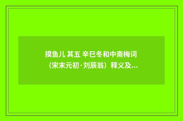 摸鱼儿 其五 辛巳冬和中斋梅词（宋末元初·刘辰翁）释义及解释