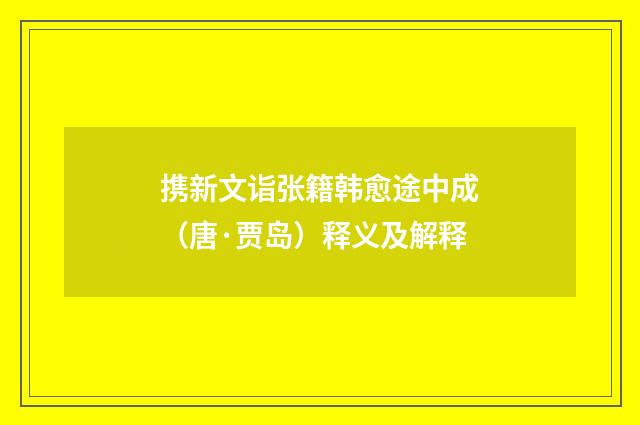 携新文诣张籍韩愈途中成（唐·贾岛）释义及解释
