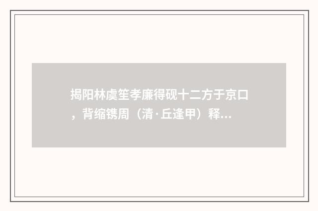 揭阳林虞笙孝廉得砚十二方于京口，背缩镌周（清·丘逢甲）释义及解释