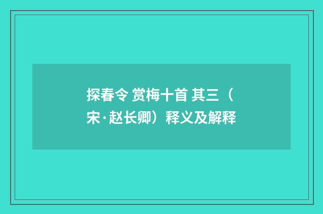 探春令 赏梅十首 其三（宋·赵长卿）释义及解释