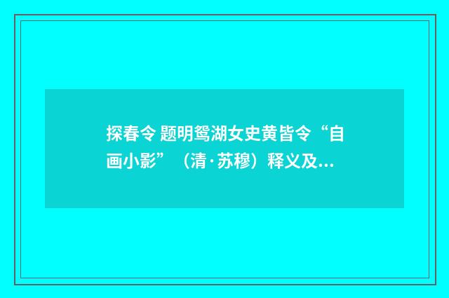 探春令 题明鸳湖女史黄皆令“自画小影”（清·苏穆）释义及解释