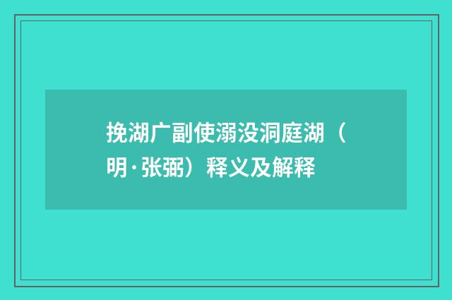 挽湖广副使溺没洞庭湖（明·张弼）释义及解释