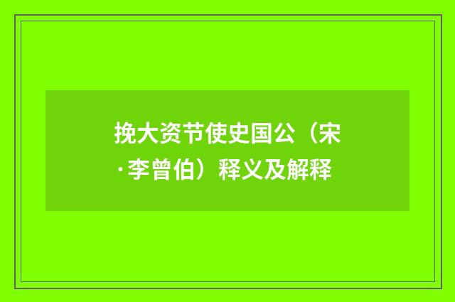 挽大资节使史国公（宋·李曾伯）释义及解释