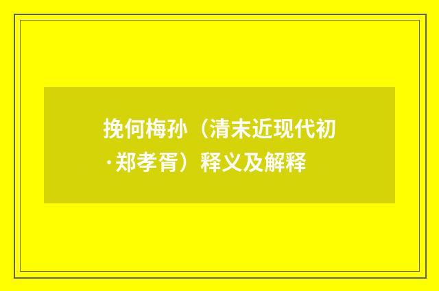 挽何梅孙（清末近现代初·郑孝胥）释义及解释