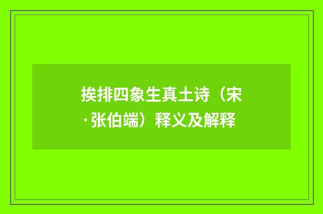 挨排四象生真土诗（宋·张伯端）释义及解释