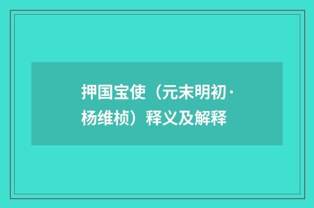 押国宝使（元末明初·杨维桢）释义及解释