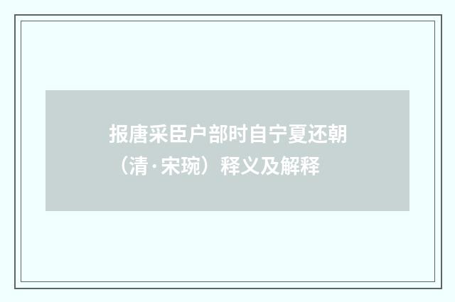 报唐采臣户部时自宁夏还朝（清·宋琬）释义及解释