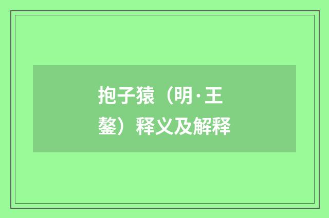 抱子猿（明·王鏊）释义及解释