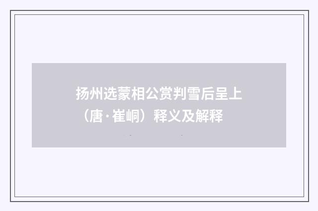 扬州选蒙相公赏判雪后呈上（唐·崔峒）释义及解释