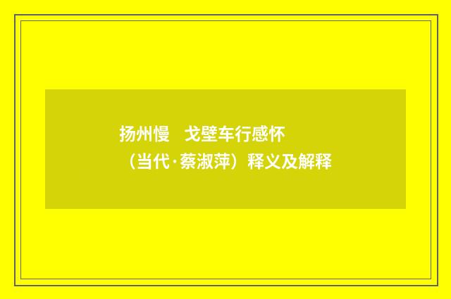 扬州慢 戈壁车行感怀（当代·蔡淑萍）释义及解释