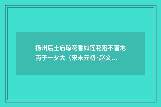 扬州后土庙琼花香如莲花落不著地丙子一夕大（宋末元初·赵文）释义及解释