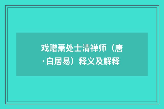 戏赠萧处士清禅师（唐·白居易）释义及解释
