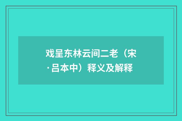 戏呈东林云间二老（宋·吕本中）释义及解释