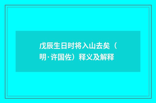 戊辰生日时将入山去矣（明·许国佐）释义及解释