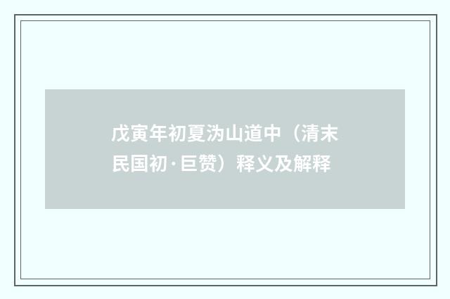 戊寅年初夏沩山道中（清末民国初·巨赞）释义及解释