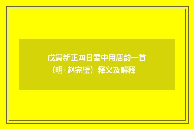 戊寅新正四日雪中用唐韵一首（明·赵完璧）释义及解释