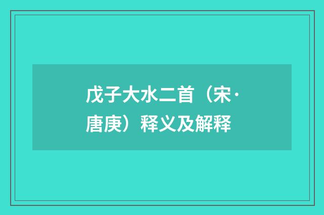 戊子大水二首（宋·唐庚）释义及解释