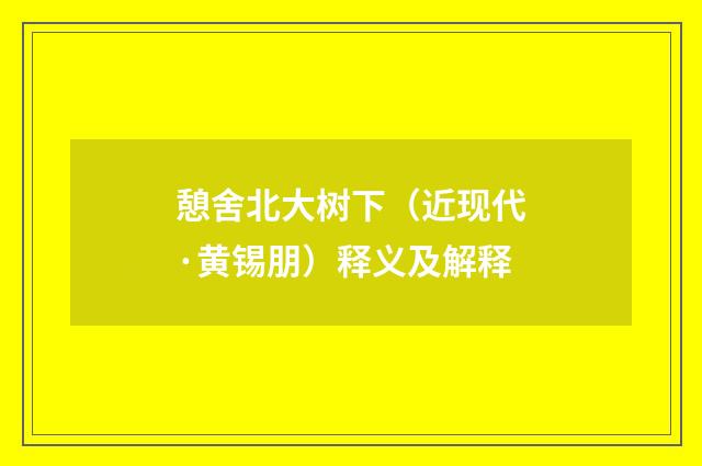 憩舍北大树下（近现代·黄锡朋）释义及解释