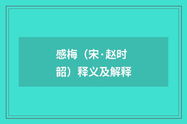 感梅（宋·赵时韶）释义及解释