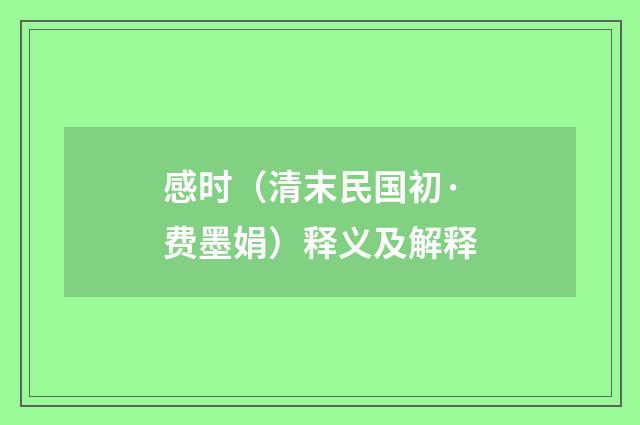 感时（清末民国初·费墨娟）释义及解释