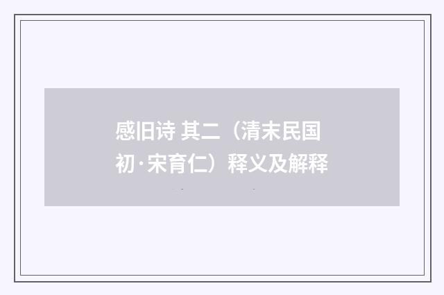 感旧诗 其二（清末民国初·宋育仁）释义及解释